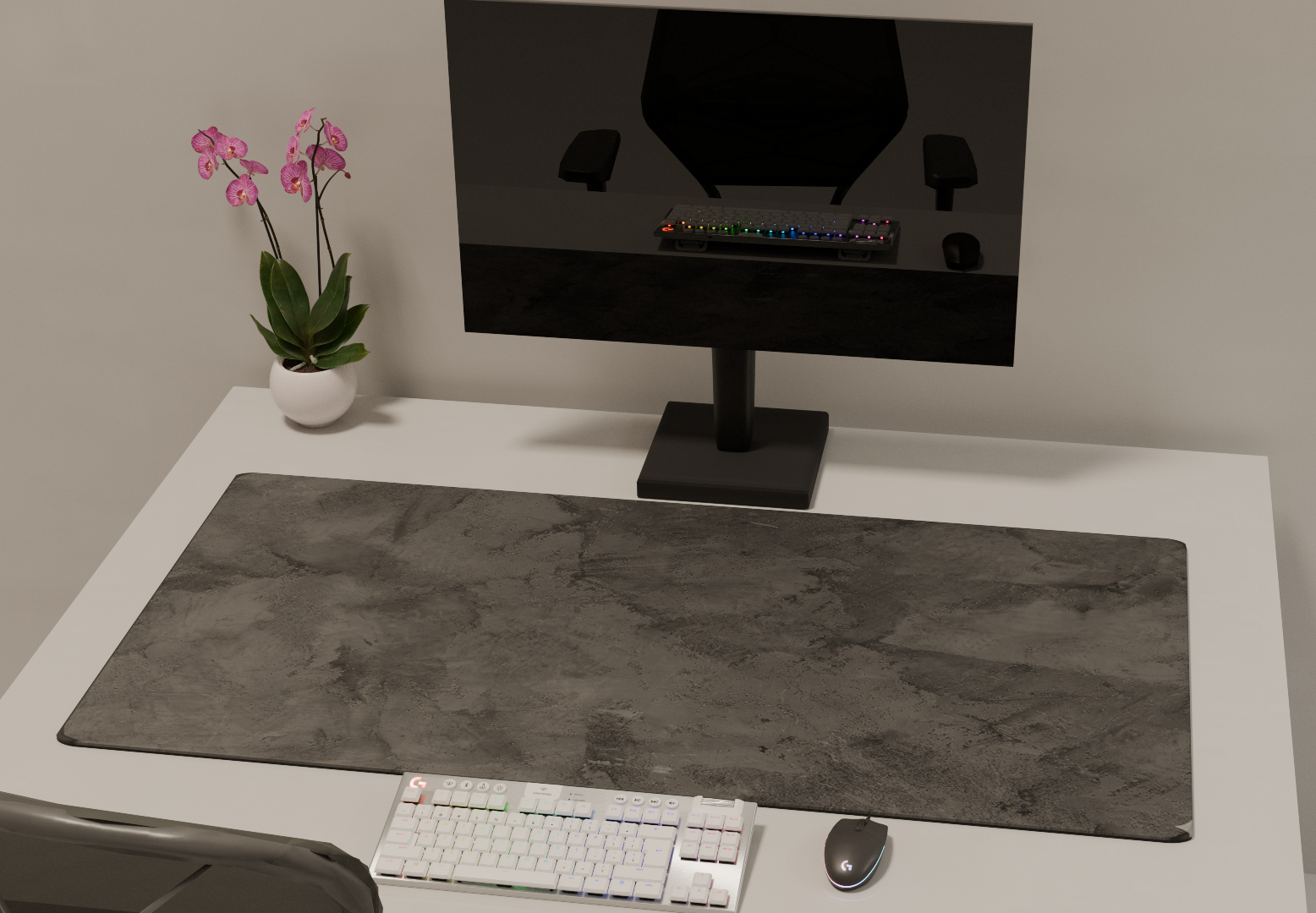 black and white rough gaming mousepad